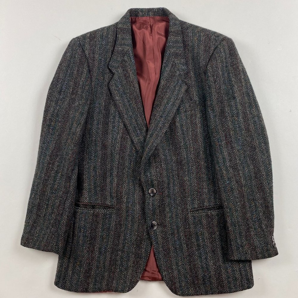 Mens Gray Multicolor Herringbone Sport Coat Blazer
